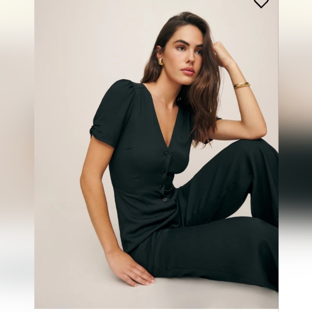 NWT Reformation France Black Jumpsuit Size 10 - Picture 7 of 10